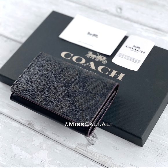 NWT COACH Signature Canvas Men’s Card Case Holder Bag - Picture 3 of 15